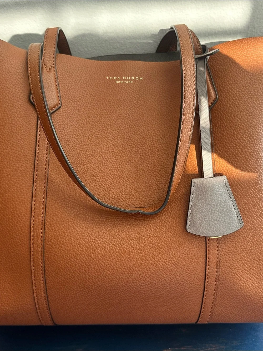 Tory Burch Triple Compartment Perry Tote in Tan/Camel